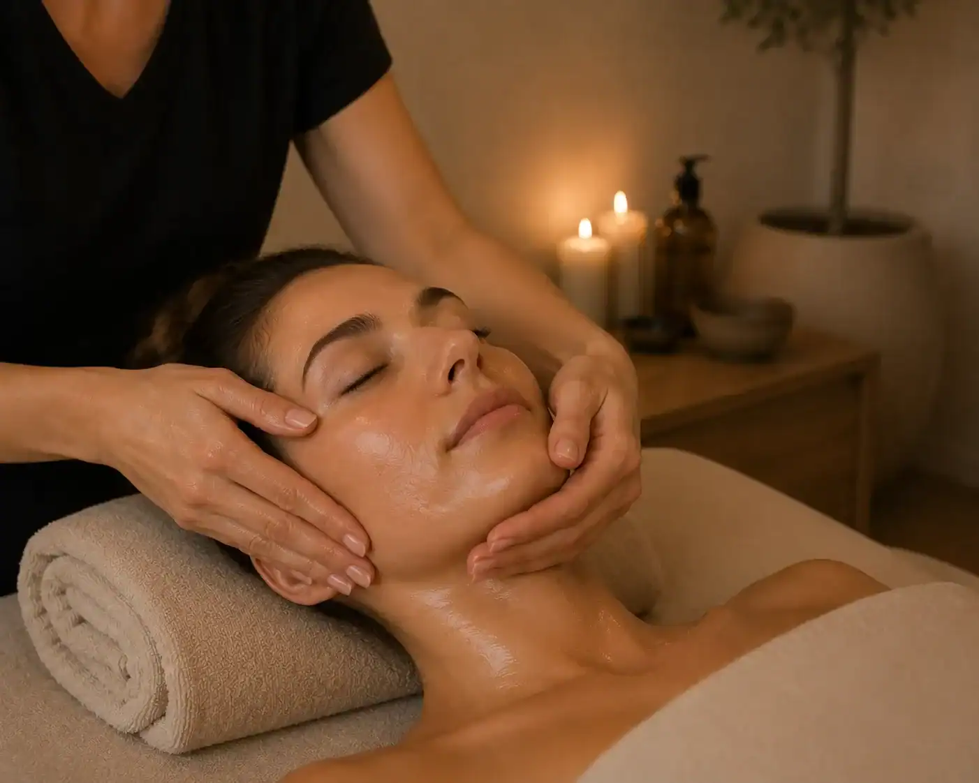 Entspannende Gesichtsmassage bei PAMY Soul in ruhiger Atmosphäre.