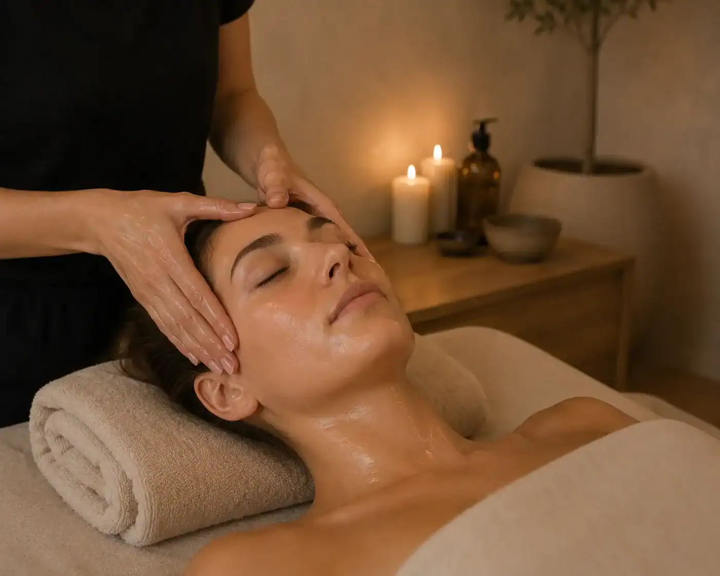 Entspannende Gesichtsmassage bei PAMY Soul in ruhiger Atmosphäre.