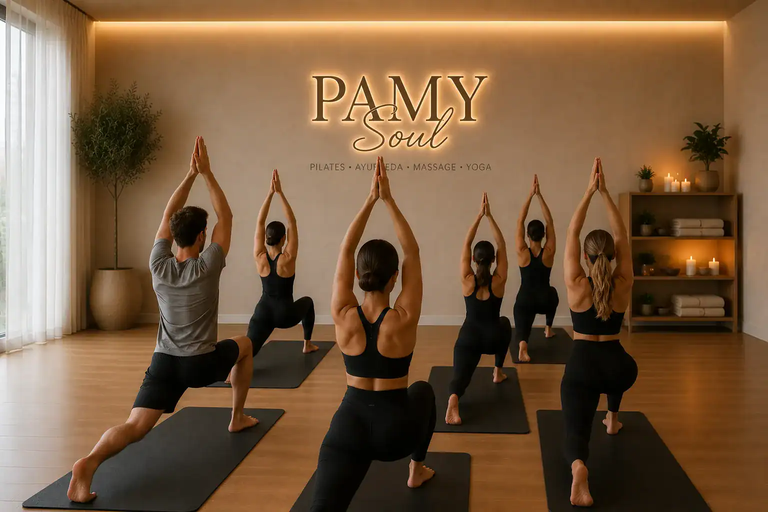 Gruppentraining bei PAMY Soul mit Yoga und Pilates.